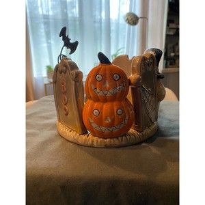 **RARE!* YANKEE CANDLE Boney Bunch "Grave Digger" Halloween Jar Holder